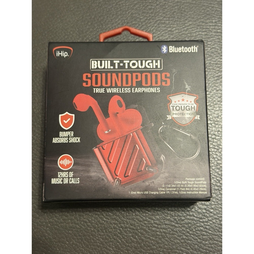 Ihip Built-Tough Sound Pods True Wireless Earphones (Red) New In Box